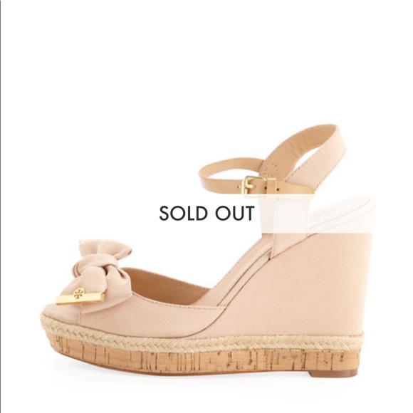 Tory Burch Penny Faille Bow Wedge Sandal - Picture 2 of 11